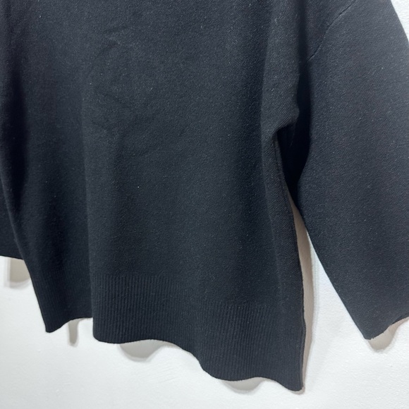 Christina Paris Black Thick Knit Drop Shoulder Sleeves Cowl Neck Comfy Knit Top - Picture 6 of 13